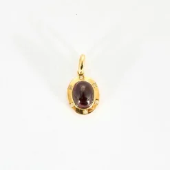 Pendentif or jaune grenat cabochon diamants