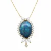 Pendentif or jaune opale diamants