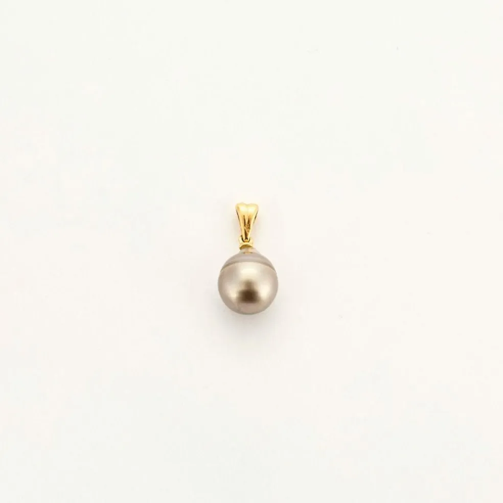 Pendentif or jaune perle de Tahiti