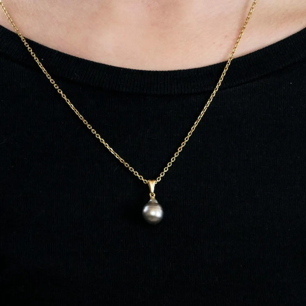 Pendentif or jaune perle de Tahiti