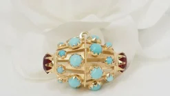 Pendentif Or jaune Turquoises