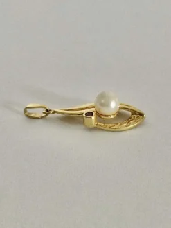 Pendentif Or Perle Grenat