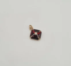 Pendentif or rose grenat et diamants