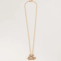 Pendentif or rose, motif papillon
