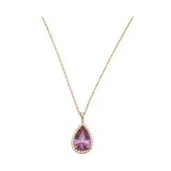Pendentif Or Rose, Saphir Rose, Diamants