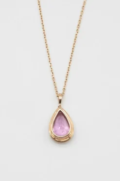 Pendentif Or Rose, Saphir Rose, Diamants