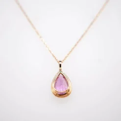 Pendentif Or Rose, Saphir Rose, Diamants