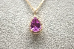 Pendentif Or Rose, Saphir Rose, Diamants