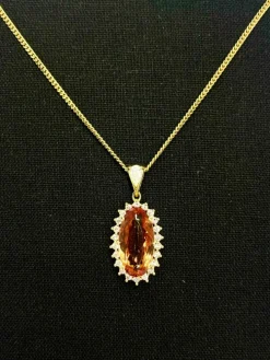 Pendentif or Topaze Impériale et diamants