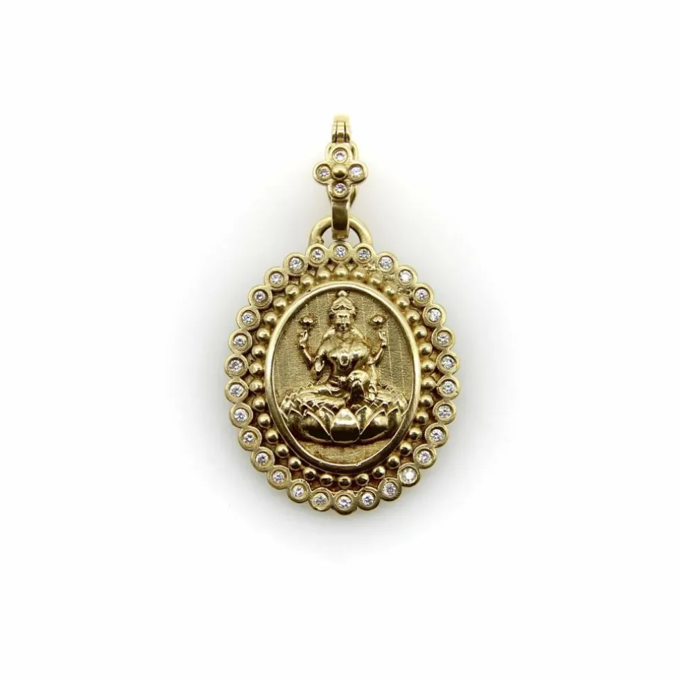 Pendentif Orly Marcel Lakshmi en or jaune avec halo de diamants