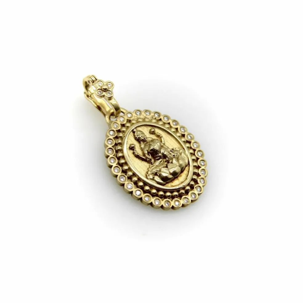 Pendentif Orly Marcel Lakshmi en or jaune avec halo de diamants