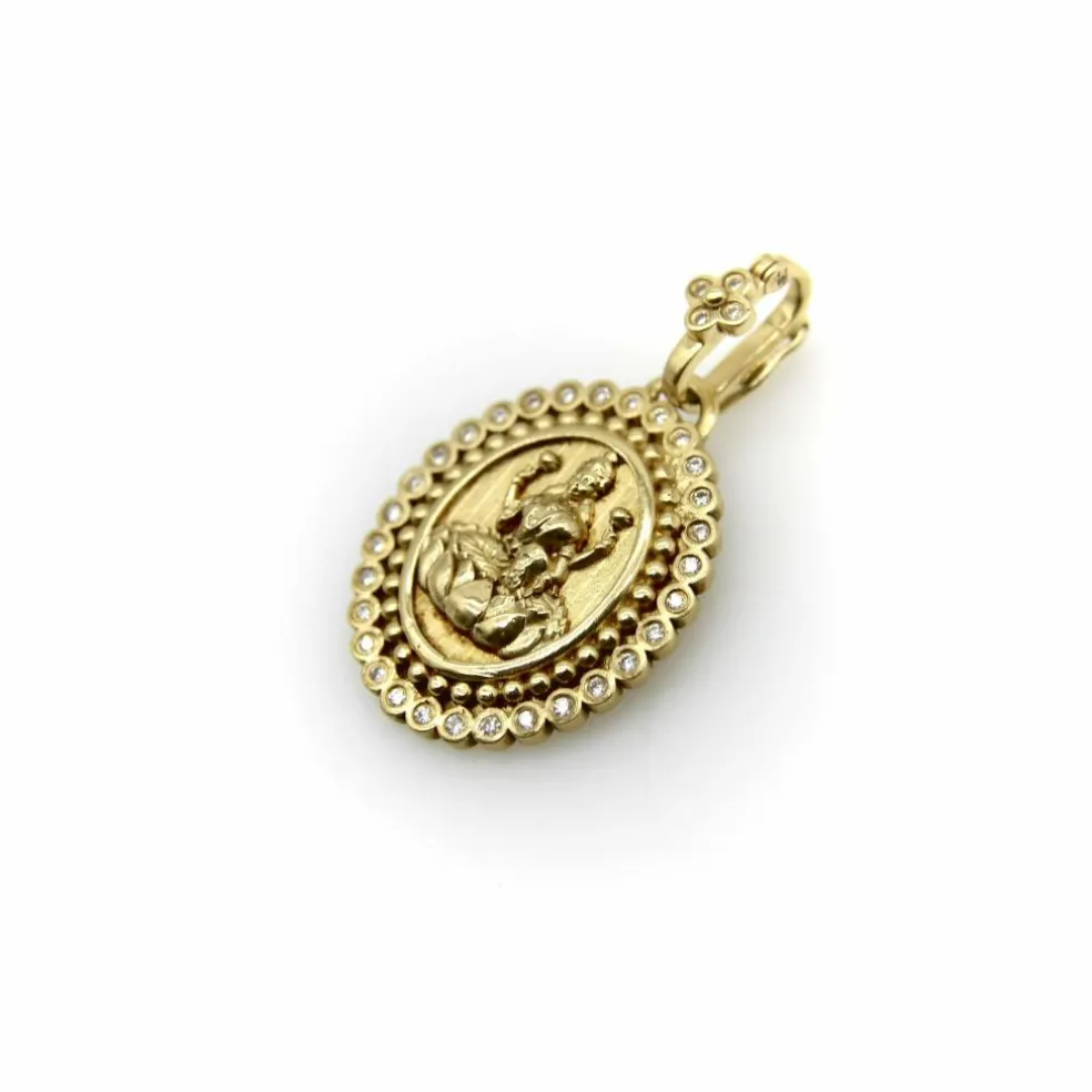 Pendentif Orly Marcel Lakshmi en or jaune avec halo de diamants