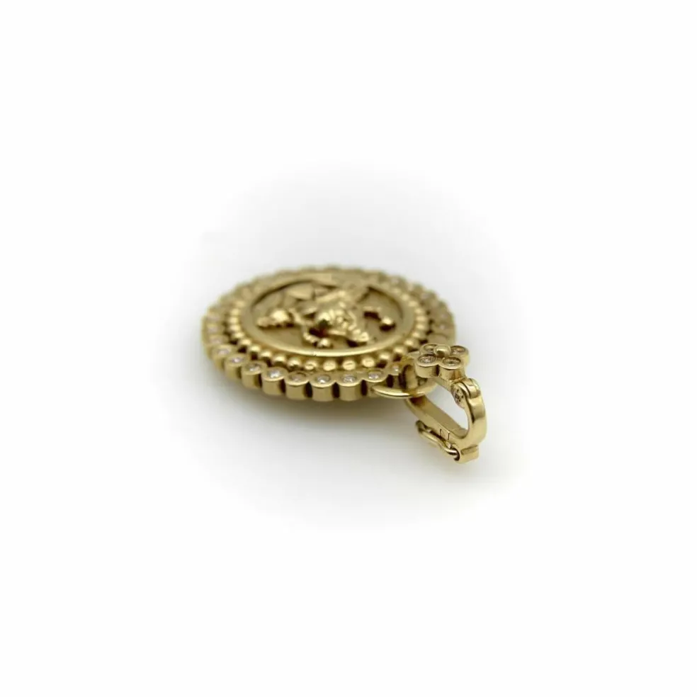 Pendentif Orly Marcel Lakshmi en or jaune avec halo de diamants