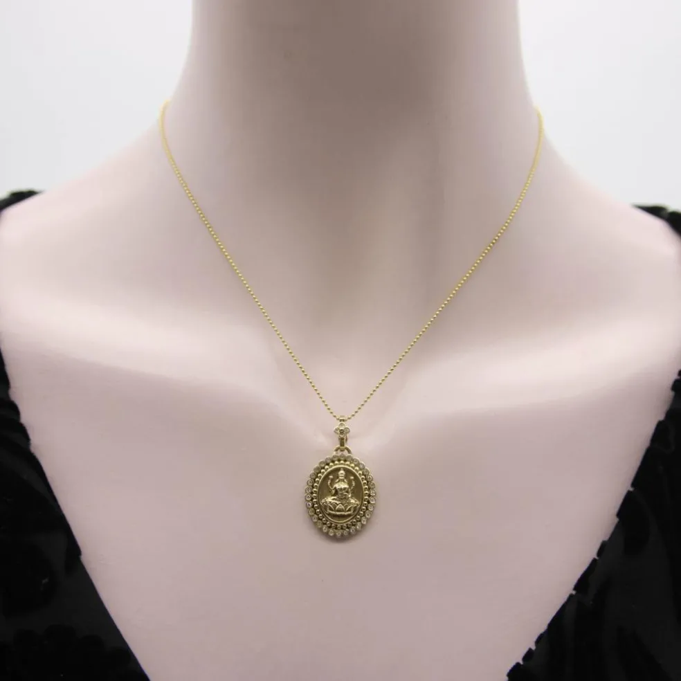 Pendentif Orly Marcel Lakshmi en or jaune avec halo de diamants