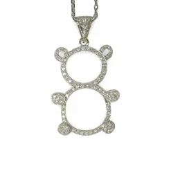 Pendentif ourson or blanc et diamants 1 ct