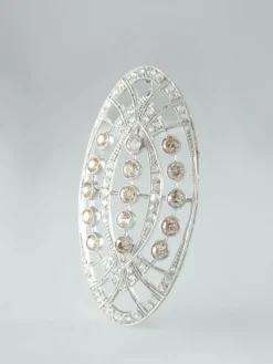 Pendentif Ovale Or Platine Diamants