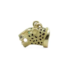 Pendentif panthère Or jaune Emeraude Emaillée