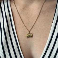 Pendentif panthère Or jaune Emeraude Emaillée