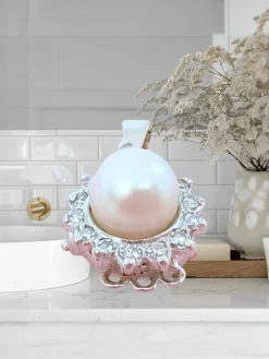 Pendentif perle de culture diamants or blanc