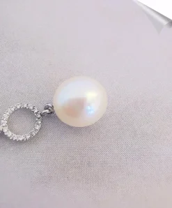 Pendentif Perle de Culture Diamants Or Blanc