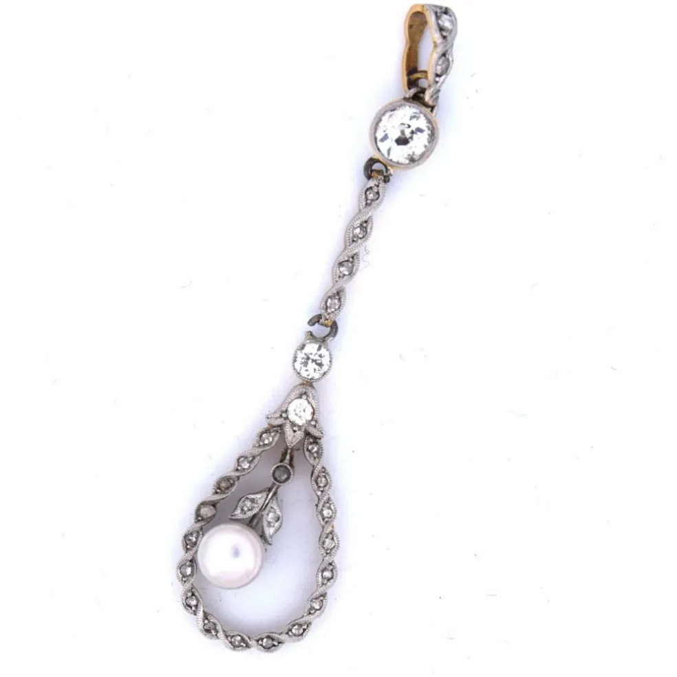 Pendentif perle et diamant antique
