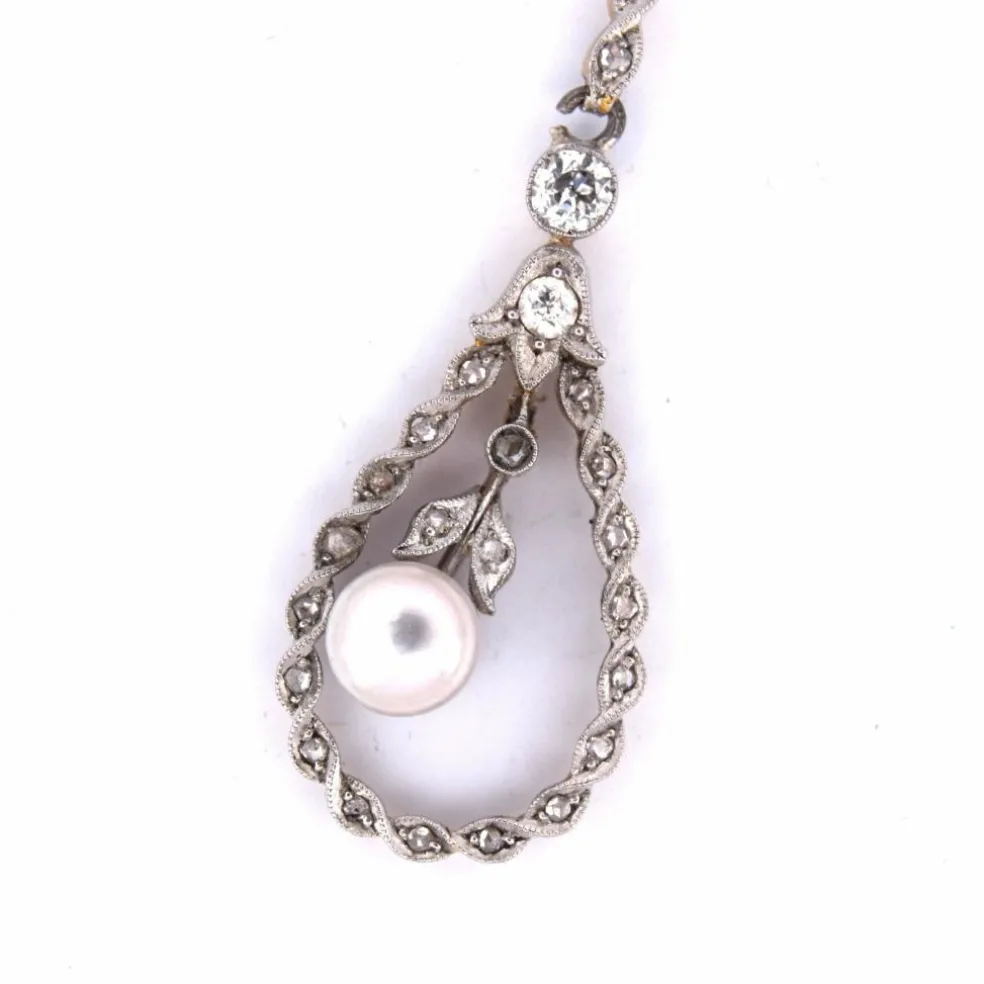 Pendentif perle et diamant antique