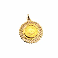 PENDENTIF PIÈCE DOS PESOS OR JAUNE