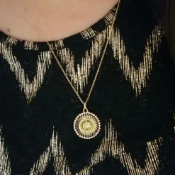 PENDENTIF PIÈCE DOS PESOS OR JAUNE