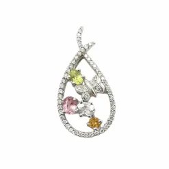 Pendentif pierres précieuses & diamants