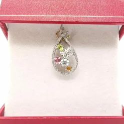 Pendentif pierres précieuses & diamants
