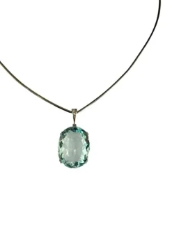 Pendentif platine aigue-marine