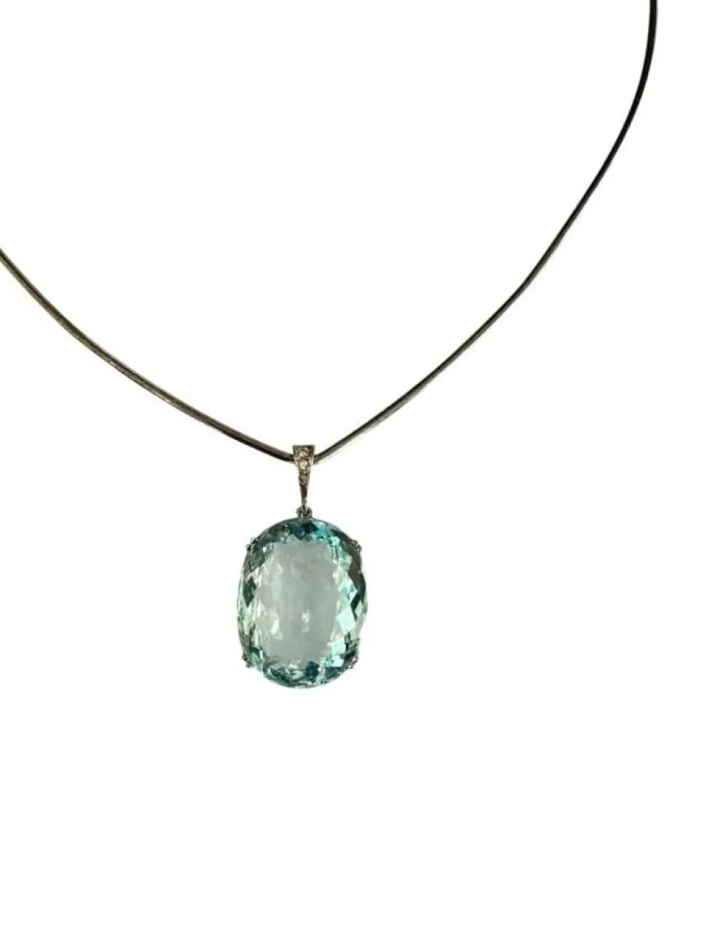 Pendentif platine aigue-marine