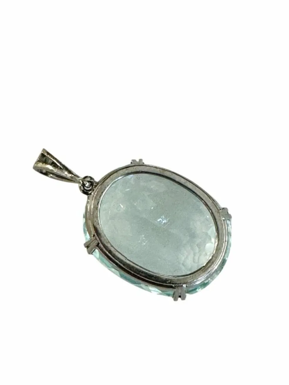 Pendentif platine aigue-marine