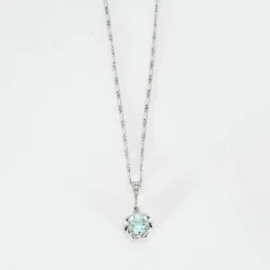 Pendentif platine et aigue-marine