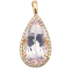 Pendentif Poire Or rose Morganite, Diamant