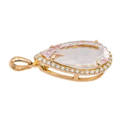 Pendentif Poire Or rose Morganite, Diamant
