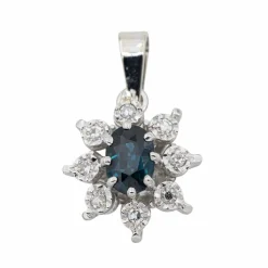 Pendentif Pompadour Or blanc Saphir
