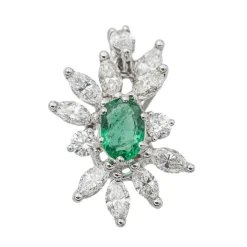 Pendentif Pompadour Or blanc Emeraude