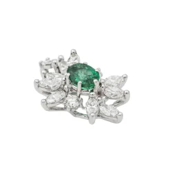 Pendentif Pompadour Or blanc Emeraude