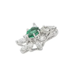 Pendentif Pompadour Or blanc Emeraude