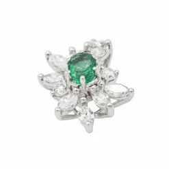Pendentif Pompadour Or blanc Emeraude