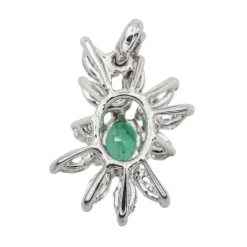 Pendentif Pompadour Or blanc Emeraude