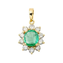 Pendentif Pompadour Or jaune Emeraude