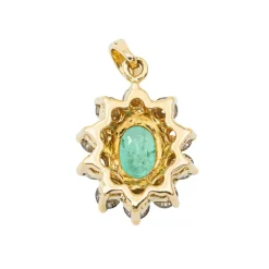 Pendentif Pompadour Or jaune Emeraude