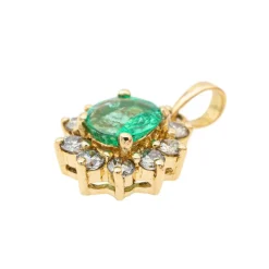Pendentif Pompadour Or jaune Emeraude
