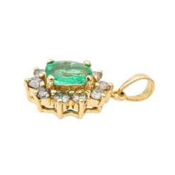 Pendentif Pompadour Or jaune Emeraude