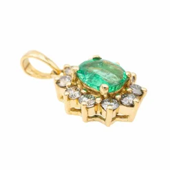 Pendentif Pompadour Or jaune Emeraude