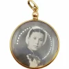 Pendentif porte photo antique or jaune 18k de forme ronde (circa 1900) art nouveau