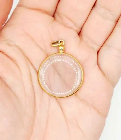 Pendentif porte photo antique or jaune 18k de forme ronde (circa 1900) art nouveau