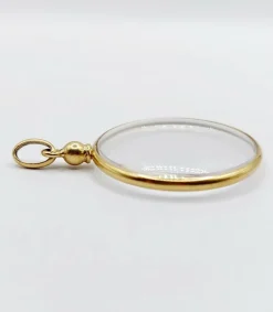 Pendentif porte photo antique or jaune 18k de forme ronde (circa 1900) art nouveau